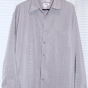 Men's Shirt METHODE Sz XL Silver Gray Faux Suede Button Front, Long Sleeve